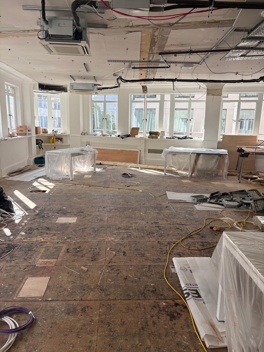 Open-plan office floor part-way through a JWL clearance