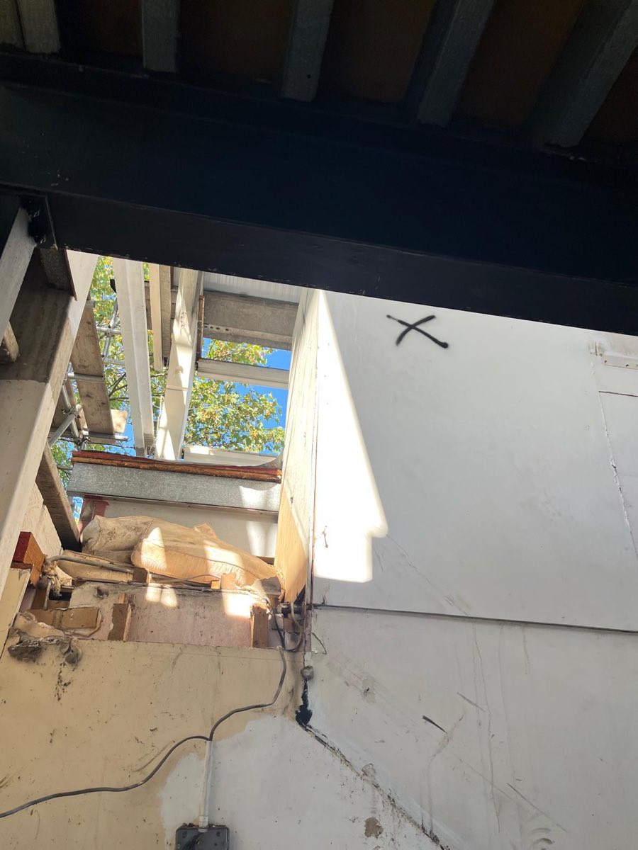 Mezzanine opening in an industrial unit during strip-out